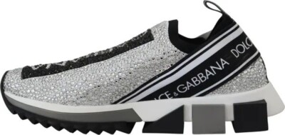 DOLCE & GABBANA Silver Rhinestones Sorrento Sneakers Shoes EU37