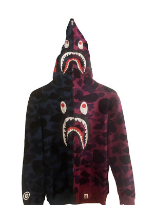 A Bathing Ape Shark Women’s Camo Hoodie Blue/Purple Sz M NEW Used Fashion  Show
