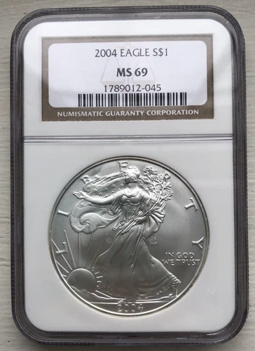 NGC Silver American Eagle Coin Slab MS69 2004