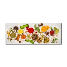 Glasbild Herbs & Spices 30 x 80 x 0,4 cm - Küchenbild - Küche Esszimmer Kräuter