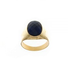 Men's 18kt Yellow Gold 750/1000 Glossy Blue Quartz Ring