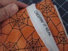 Cotton Fabric 1 Fat Quarter Creepin' it Real Black Webs on Orange Michael Miller