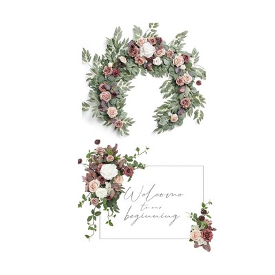 Ling's Moment 6FT Eucalyptus Garland Flowers and Wedding Sign Flower Swag 2 p...