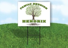 HENDRIX FAMILY REUNION GR TREE 18 in x24 in Yard Sign Road Sign with Stand