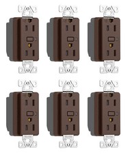 (case of 6) Eaton Z-Wave Plus split control wireless duplex receptacle, Tamper