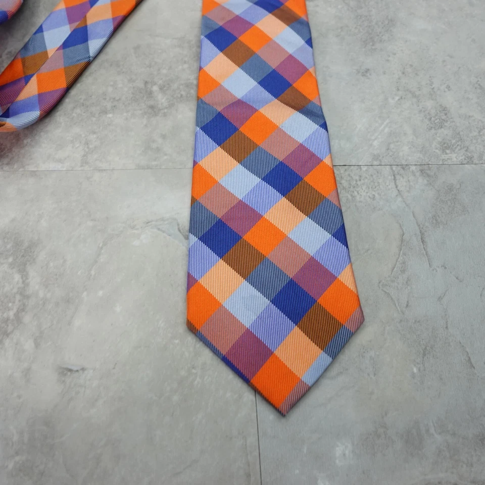 Corbata de cuello Express para hombre a cuadros fresca divertida fiesta corbata colorida seda gama alta Foto 3 de 4