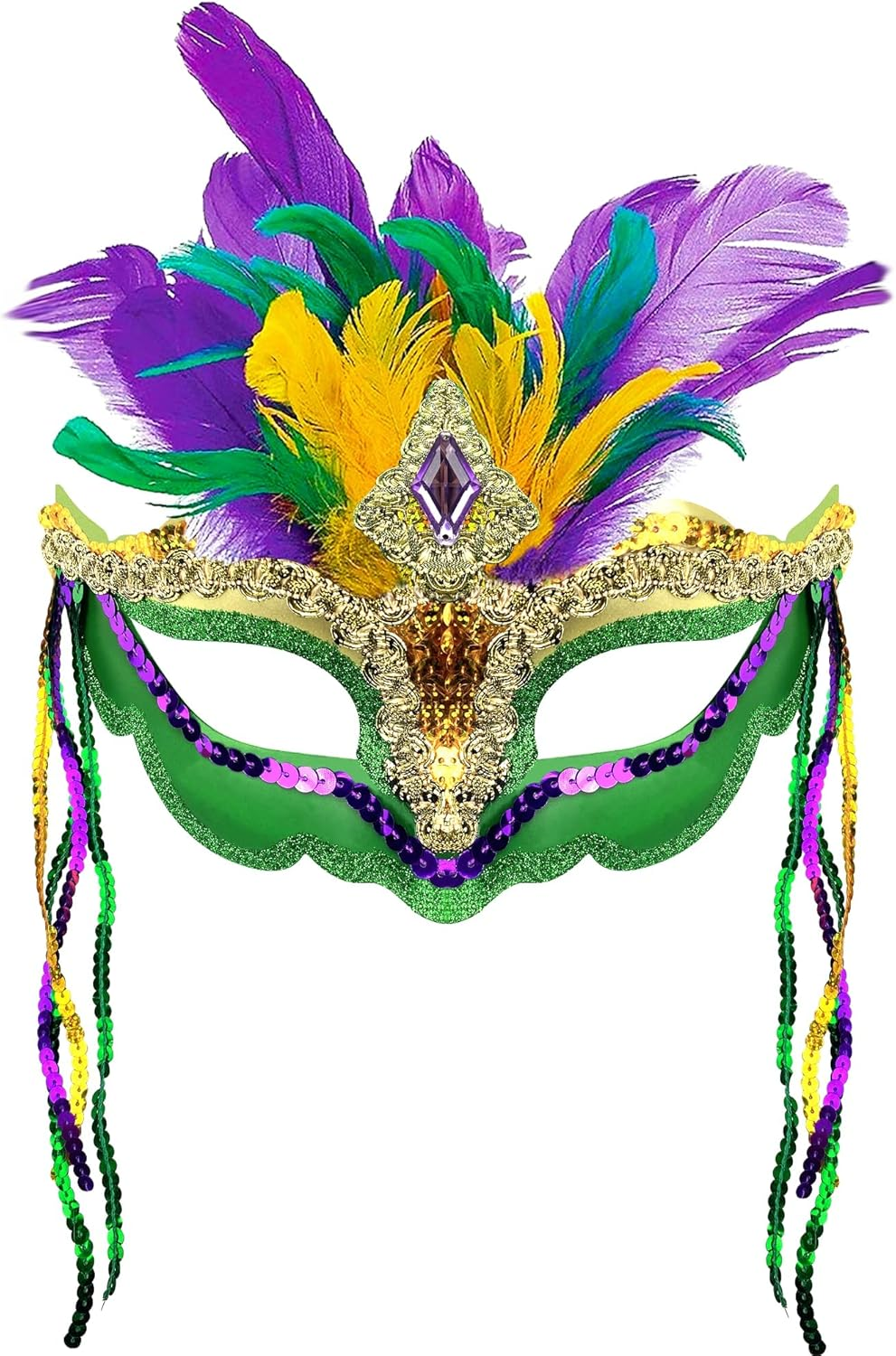 Mardi Gras Mask Feather Masquerade Mask Venetian Carnival Mask for Women Hallowe