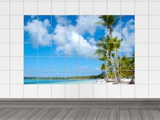 Fliesenaufkleber Badezimmer Fliesenbild Strand mit Meerblick Bad