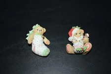 Cherished Teddies - 1992 - Refrigerator Magnets - Boy and Girl Xmas - set of 2