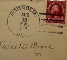Postal Cover Magnolia Delaware Postmark to Felton Walter Moore 1931