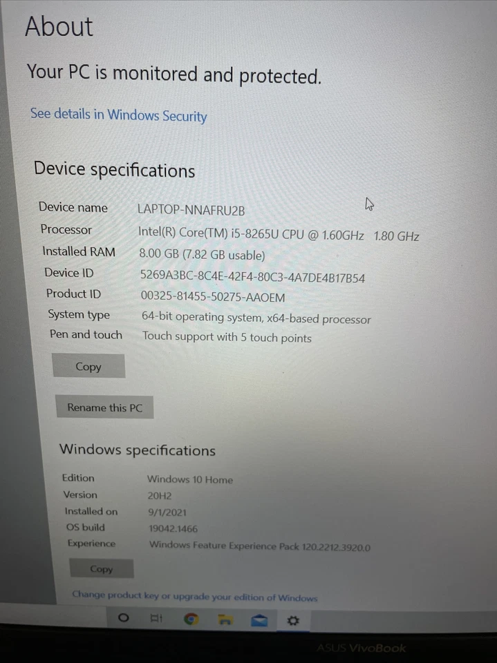 Asus VivoBook S15-S532F Intel i5-8265U 8GB RAM 512GB See Description - Image 2 of 4