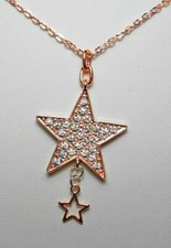 52mm star pendant w/crystals, rose-gold colour - 20'' chain,  (2D1)