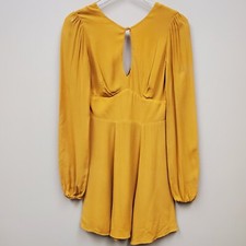 Reformation Delancey Goldenrod Mini Flare Dress Long Sleeves  Keyhole Sz 0