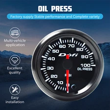 2" 52mm Pointer 7 Color LED Car 0-100Psi Oil Press Gauge Meter W/ Sensor 1/8npt