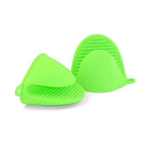 2 x Silicone Pot Holder Mini Oven Mitt Kitchen Heat Resistant Finger Grips - Picture 1 of 3