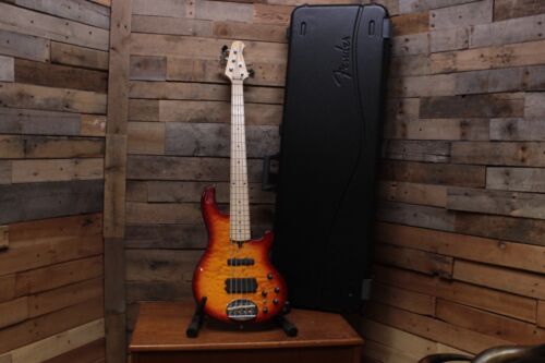 Lakland Skyline 55-02 Deluxe Honey Burst Quilt 5-String Bass Guitar w/ hard case