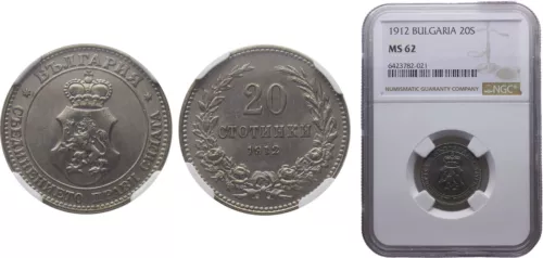 Bulgaria 1912 20 Stotinki Coppernickel 75 Copper 25 Nickel NGC MS 62