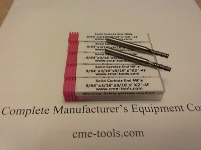5pcs 9/64'' Carbide End Mill Single End, 4flt square center-cutting 1006-964