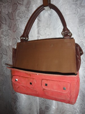 Sac à Main Femme Miche - Orange Velours Côtelé - Couverture Magnétique Interchangeable - Occasion
