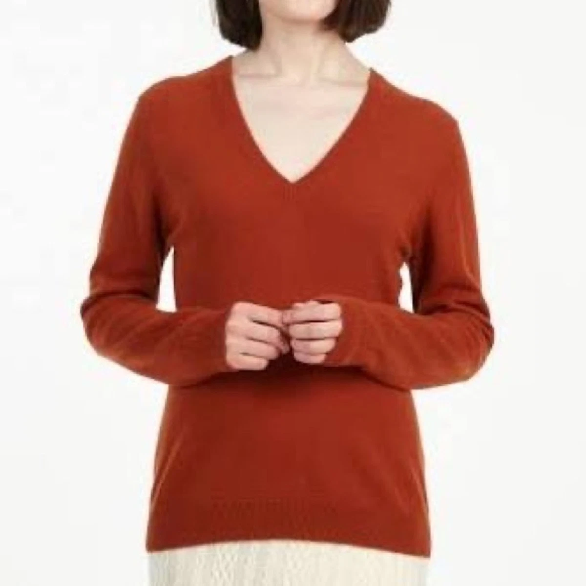 burnt orange v neck