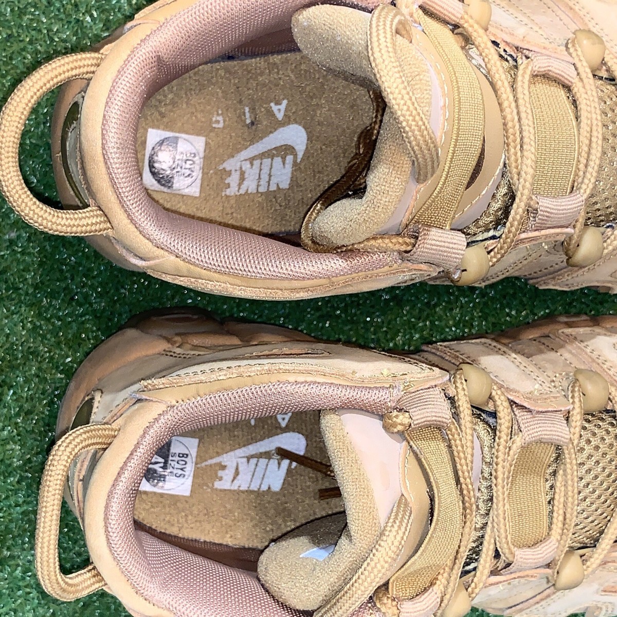 Nike Air More Uptempo Tan/Wheat Youth Size 4Y Shoes Sneakers