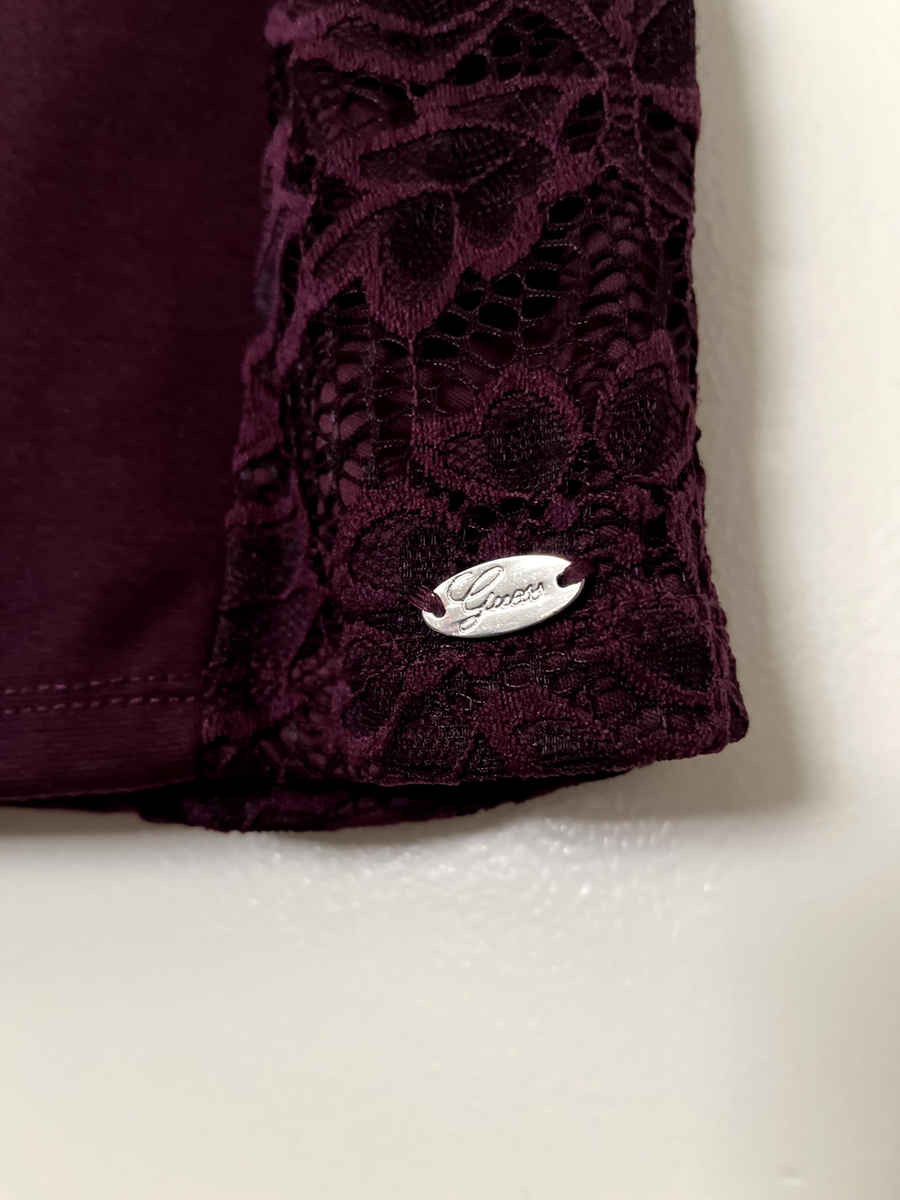 GUESS Dress Lace Sleeves Purple/Plum Womens Small NWT | eBay