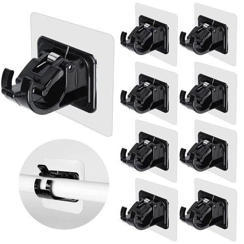 2pcs Curtain Rod Bracket No Drill Self Adhesive Curtain Rod Holder Hooks - Picture 3 of 9