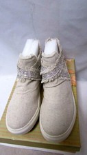 FLORA womens casual fabric ankle boot w/ rhinestone stripe accent