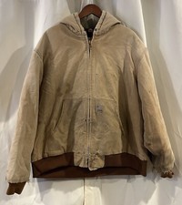 Distressed VTG Carhartt Jacket Mens 2X Brown Quilted Made In USA Logo J140 BRN