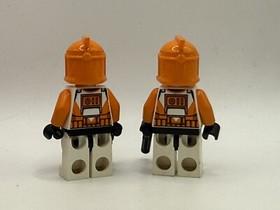 2) Bomb Squad Orange Clone Trooper Lot 7913 Star Wars LEGO&reg; Minifigure Figure