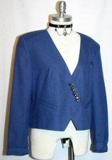 Perry Blue Cotton Linen Short Jacket Coat Women German Summer Dirndl B42" 12 M