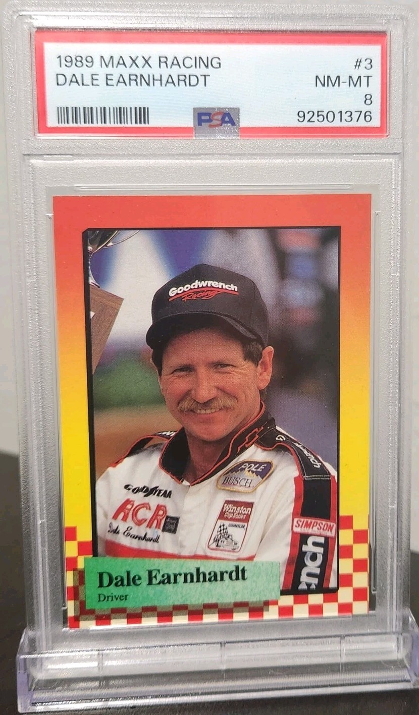 1989 Maxx Racing Dale Earnhardt Rookie Card #3 PSA 8 Goodwrench RC view 1