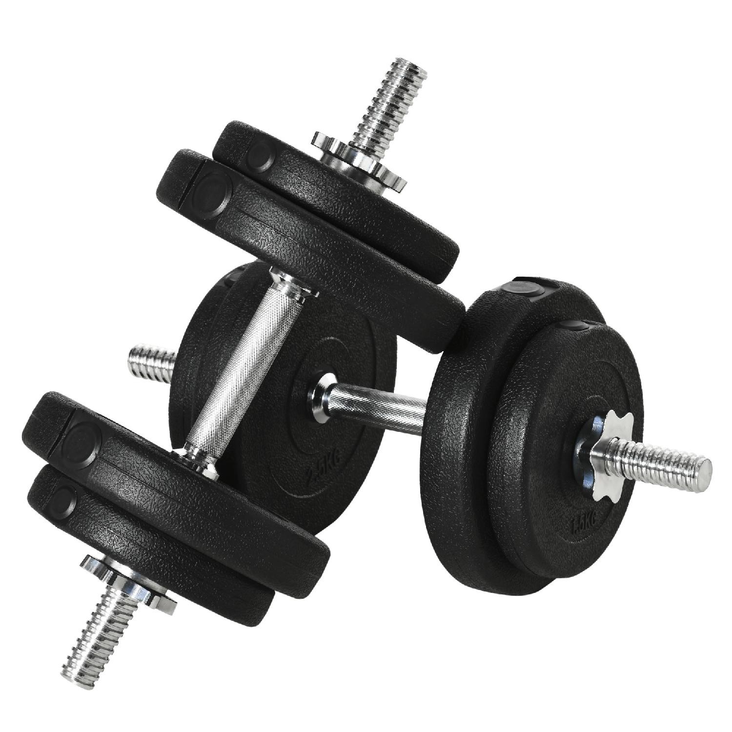 Set Manubri Pesi 20 kg (4x2.5 kg 4x1.5 kg) con 2 Manubri da 2 kg Nero DecHome