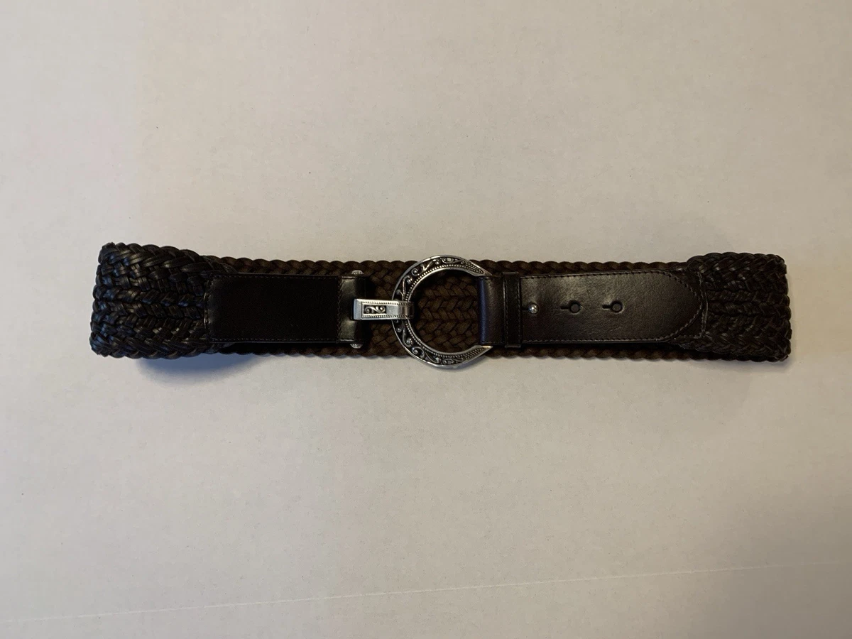 NWOT Brighton Women’s Black Leather Golf Theme Belt with Silver Detailing Sz 36 Vintage 90 main image 4