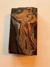 Printing Letterpress Printers Block Elegant Dress Couple Waltzing Copper on Wood