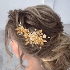 Pearl Leaf Flower Bridal Wedding Hair Clip Headpiece Accessories 1 PCS