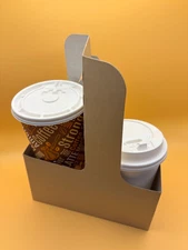 Thickened 2-4 Cup Disposable Drink Carrier for Delivery with 15 PCs, Brown