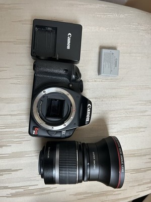 Canon EOS Rebel T1i Digital SLR 15.1MP Camera 18-55mm 75-300mm Lenses Black