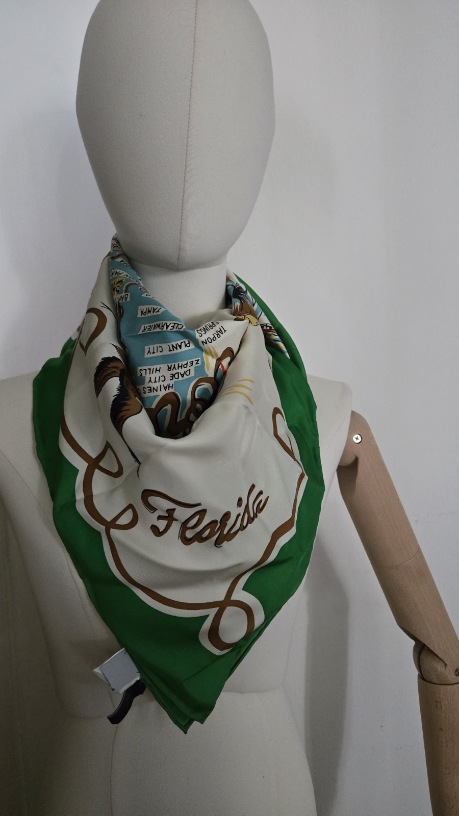 J.Crew Luxury Limited Edition Florida Map 100percent Silk Scarf image 7