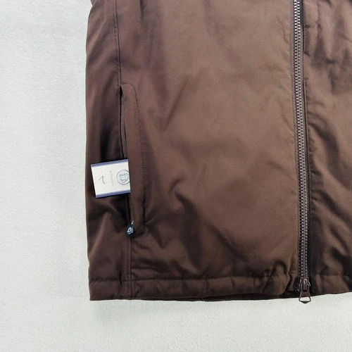 B. Draddy Vest Mens Large Brown Lawrence Goose Down Puffer Golf Full Zip NEW! image 9