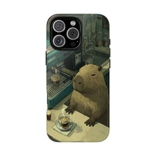 For iPhone / Galaxy / Pixel | Phone Ink Case - Capybara Barista Coffee Cafe