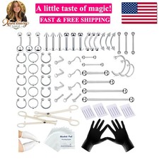 PCS Nose Piercing Kit: Stainless Steel Body Piercing Jewelry with 12G, 14G, 1...