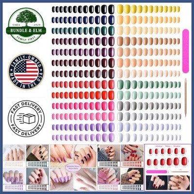 Variety Pack of 960 Glossy False Nails in 40 Colors with Nail File Included