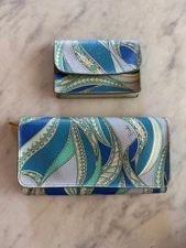 Emilio Pucci Long Wallet & Card Holder Set Multicolor Authentic Luxury Gift#0622