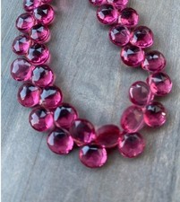 Rubylight Quartz Faceted Heart' Briolette 12mm Size gemstone bead strands 8inch