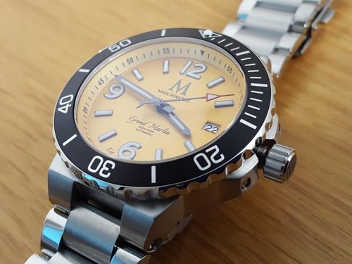 Reloj Hombre 316L Acero Edición Limitada Grand Marlin Amarillo Automático 200m Buzos - Imagen 7 de 12