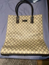 Authentic Vintage Gucci GG Canvas Tote Shopper Bag Italy 1970s 1980s