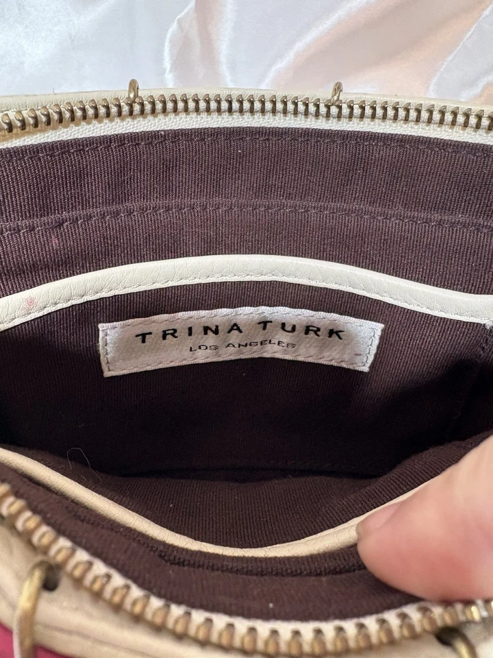 Trina Turk Chain handle Colorblock Handbag Leather Purse Brass Hardware - Image 4 of 4