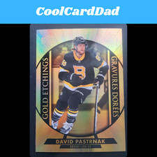 David Pastrnak 2020-21 UD Tim Hortons Hockey Gold Etchings G-6 Boston Bruins