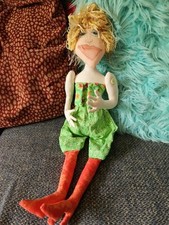 Handmade Artist Fabric Textile Doll Collectible, Sassy Colorful Doll, OOAK 20"